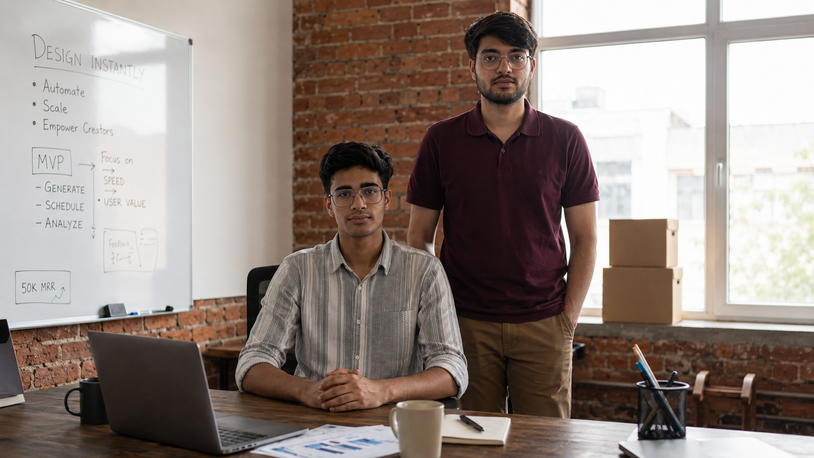 Pradhyum Arora and Dhruvil S Shah, founders of Design Instantly